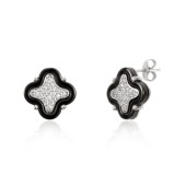 Cercei argint cu ceramica neagra si pietre DiAmanti SCE-825-EBR-AS